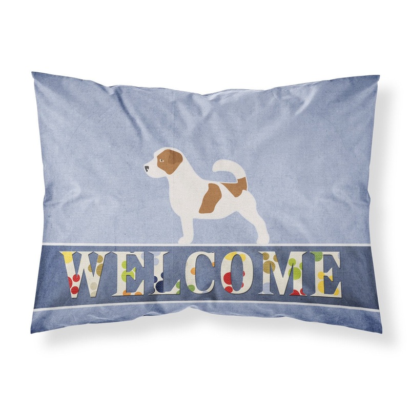 Jack Russell Terrier Welcome Fabric Standard Pillowcase  Artistic Decorative Front, White Back BB5511PILLOWCASE