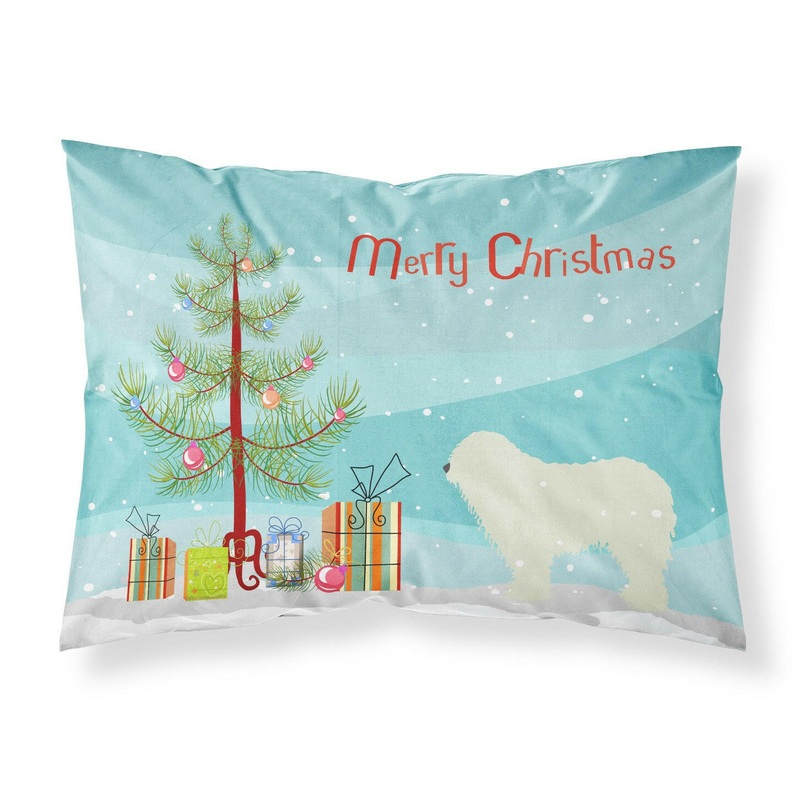 Komondor Merry Christmas Tree Fabric Standard Pillowcase  Artistic Decorative Front, White Back BB2973PILLOWCASE