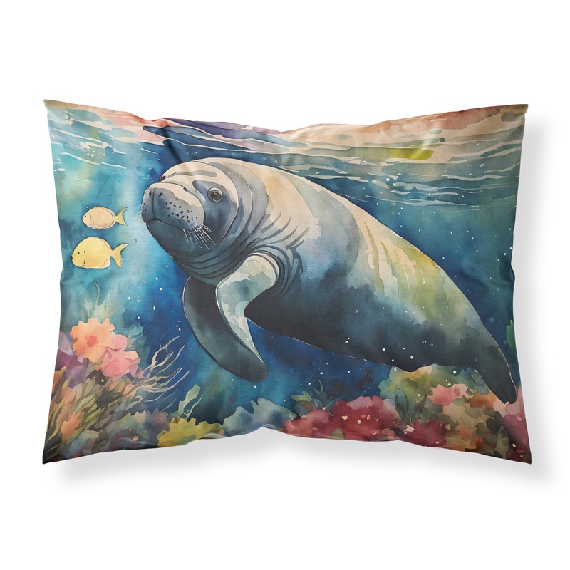 Manatee Standard Pillowcase  Artistic Decorative Front, White Back