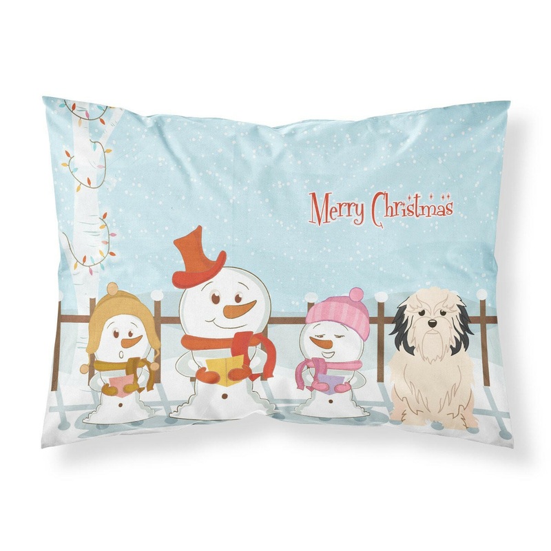 Merry Christmas Carolers Lowchen Fabric Standard Pillowcase  Artistic Decorative Front, White Back BB2350PILLOWCASE
