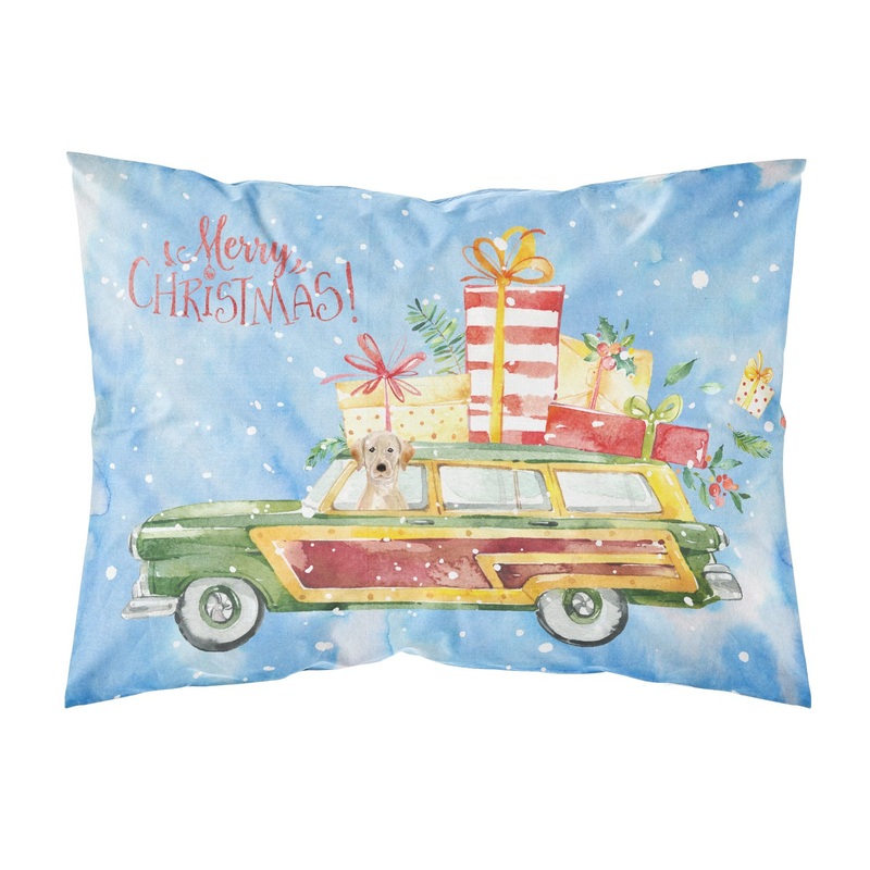 Merry Christmas Yellow Labrador Retriever  Standard Pillowcase  Artistic Decorative Front, White Back CK2439PILLOWCASE