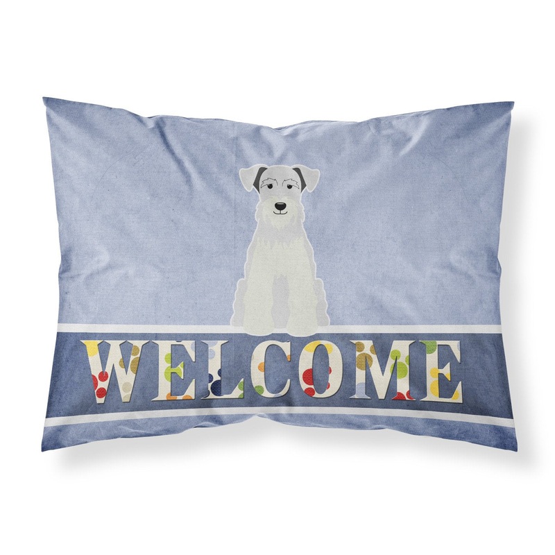 Miniature Schanuzer White Welcome Fabric Standard Pillowcase  Artistic Decorative Front, White Back BB5634PILLOWCASE