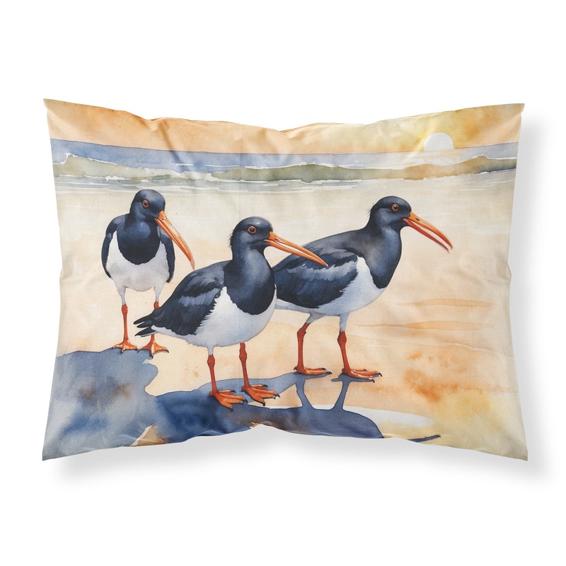 Oystercatchers Foraging Standard Pillowcase  Artistic Decorative Front, White Back