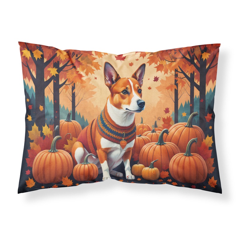 Red Basenji Fall Fabric Standard Pillowcase  Artistic Decorative Front, White Back