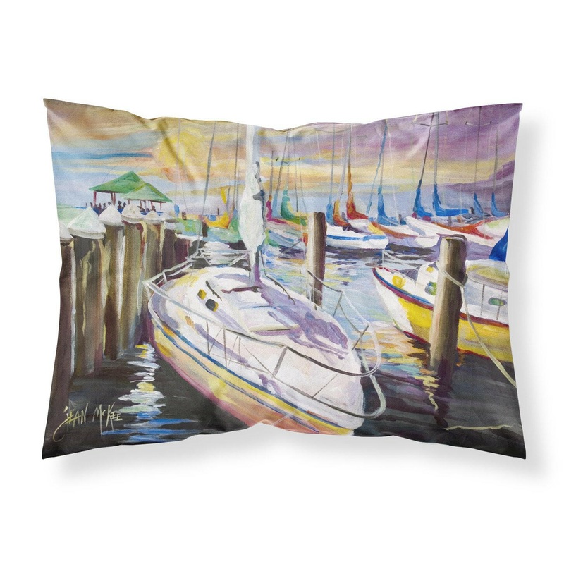 Sailboats at the Fairhope Yacht Club Docks Fabric Standard Pillowcase  Artistic Decorative Front, White Back