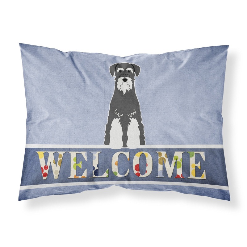 Standard Schnauzer Salt and Pepper Welcome Fabric Standard Pillowcase  Artistic Decorative Front, White Back BB5614PILLOWCASE