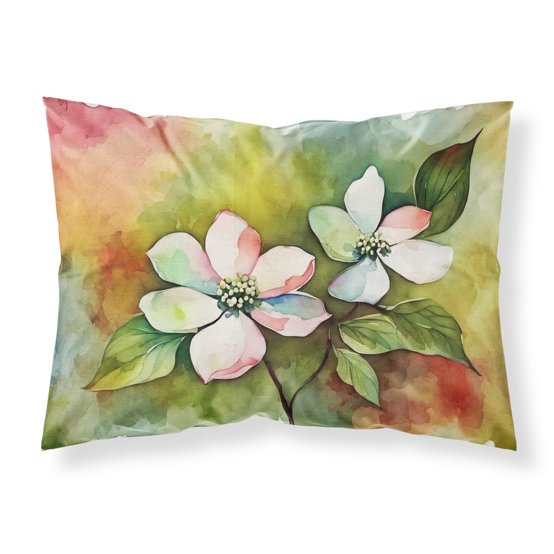 Virginia American Dogwood in Watercolor Fabric Standard Pillowcase
