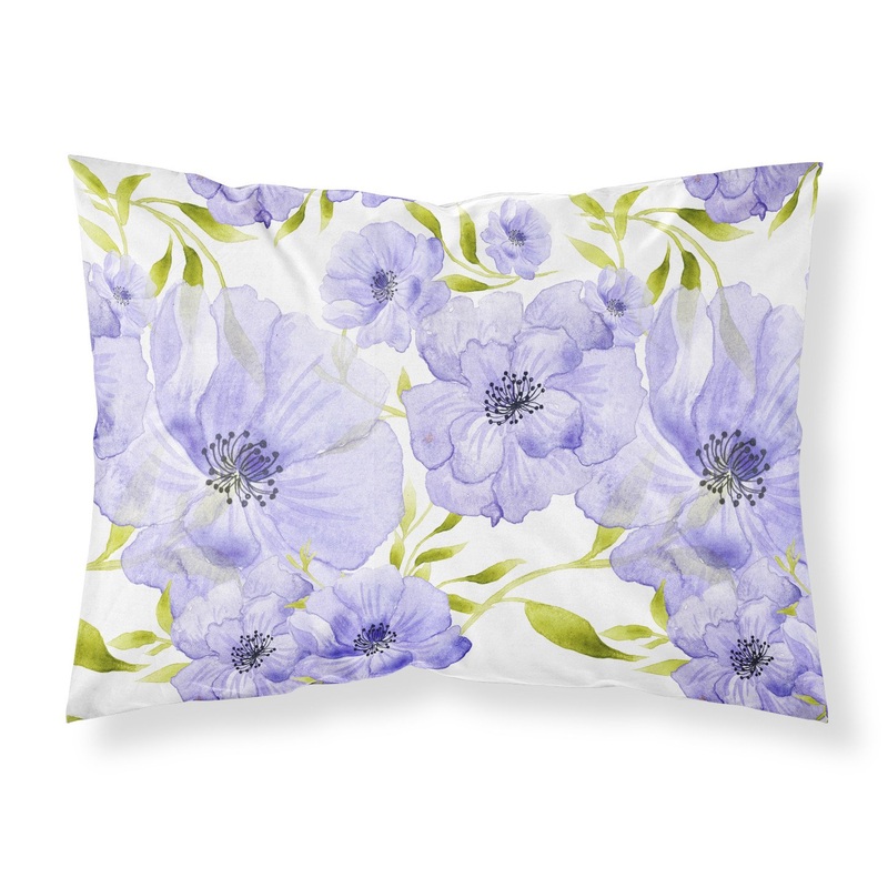 Watercolor Blue Flowers Fabric Standard Pillowcase  Artistic Decorative Front, White Back BB7491PILLOWCASE