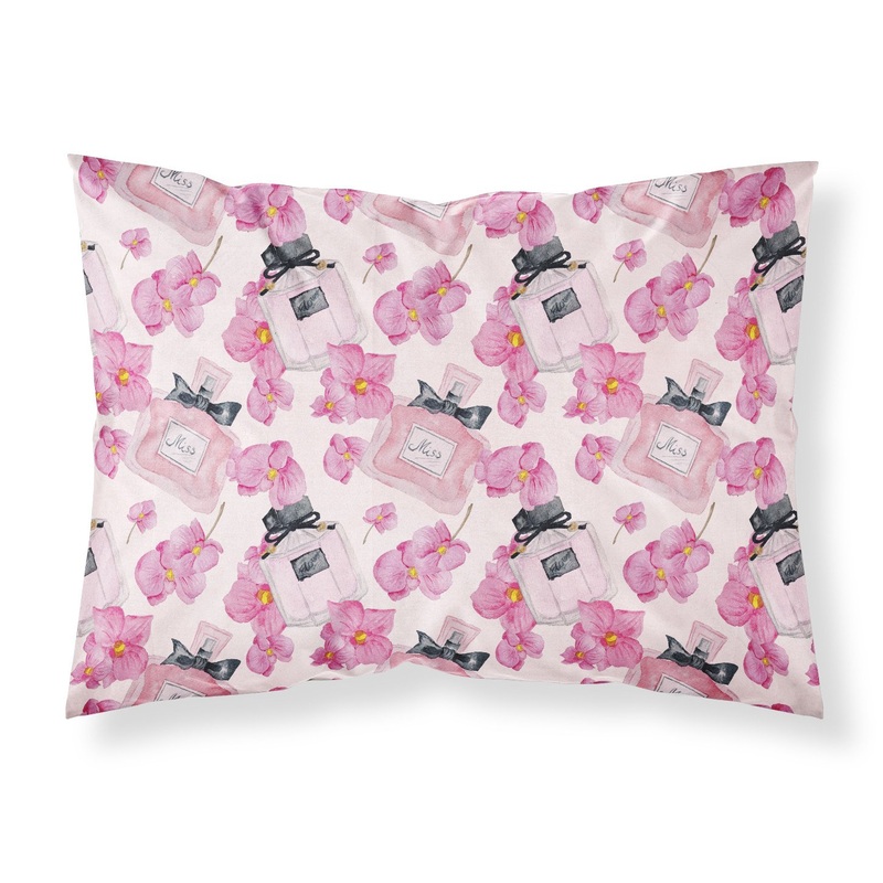 Watercolor Pink Flowers and Perfume Fabric Standard Pillowcase  Artistic Decorative Front, White Back BB7510PILLOWCASE