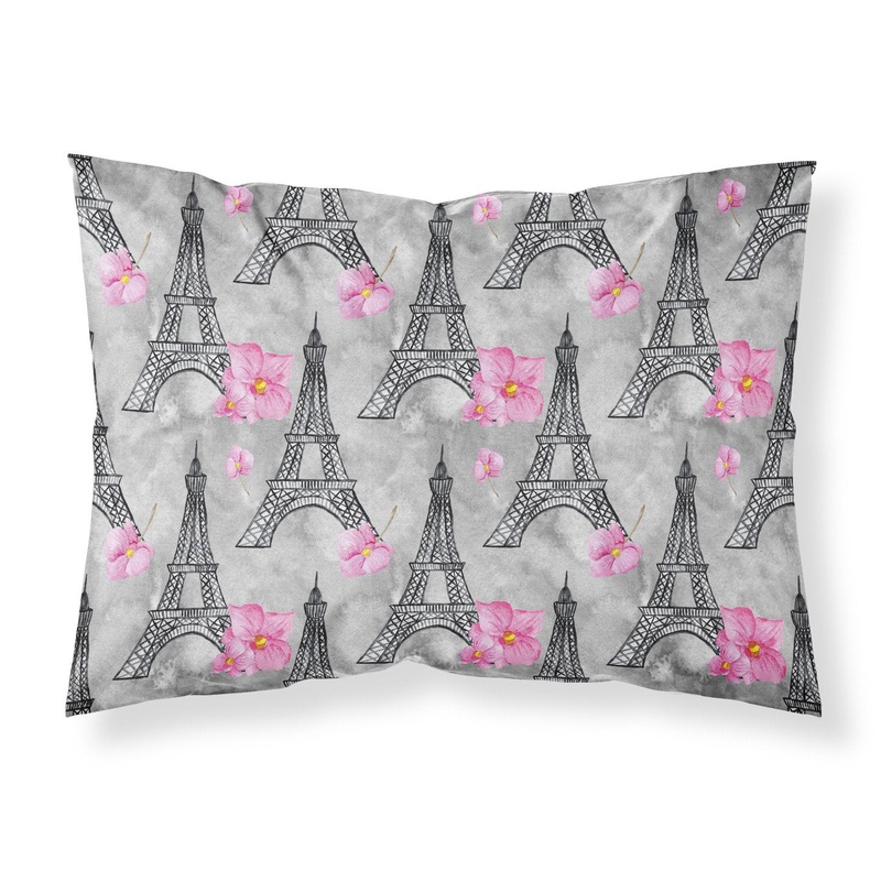 Watercolor Pink Flowers Eiffel Tower Fabric Standard Pillowcase  Artistic Decorative Front, White Back BB7503PILLOWCASE