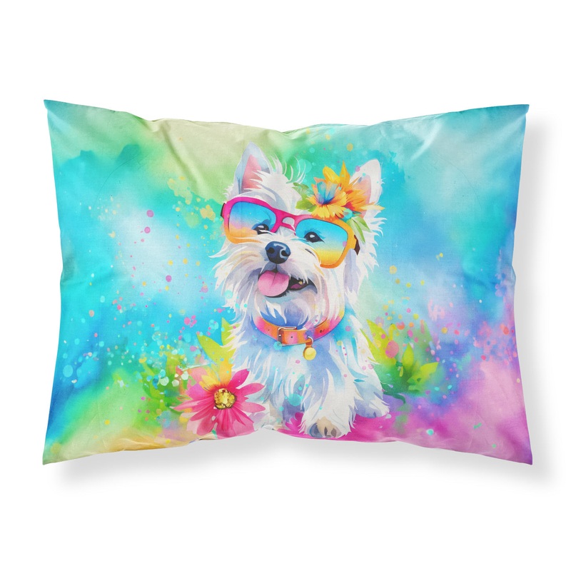 Westie Hippie Dawg Standard Pillowcase  Artistic Decorative Front, White Back