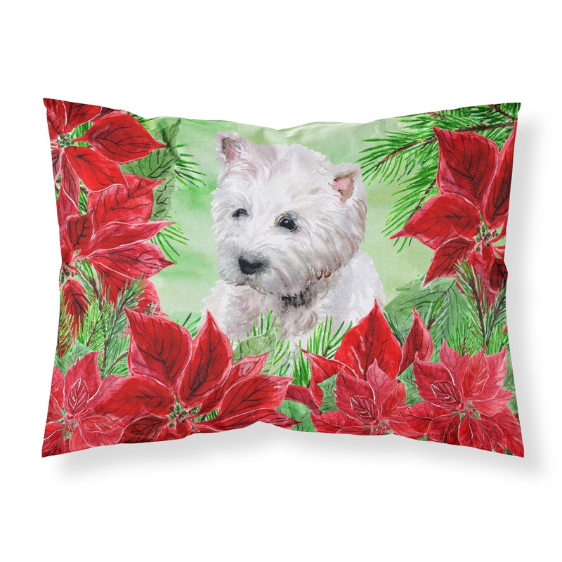 Westie Poinsettas  Standard Pillowcase  Artistic Decorative Front, White Back CK1349PILLOWCASE