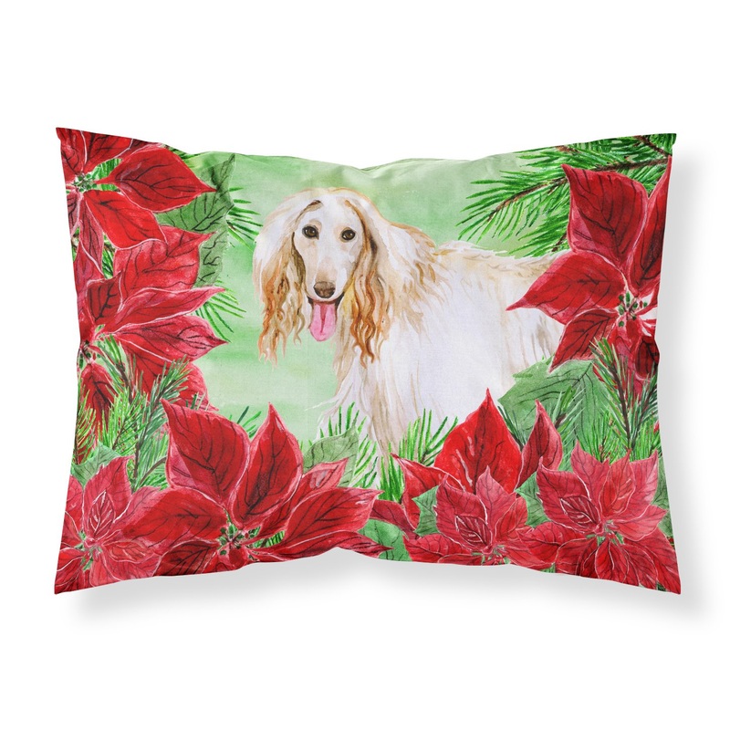 Afghan Hound Poinsettas  Standard Pillowcase  Artistic Decorative Front, White Back CK1350PILLOWCASE