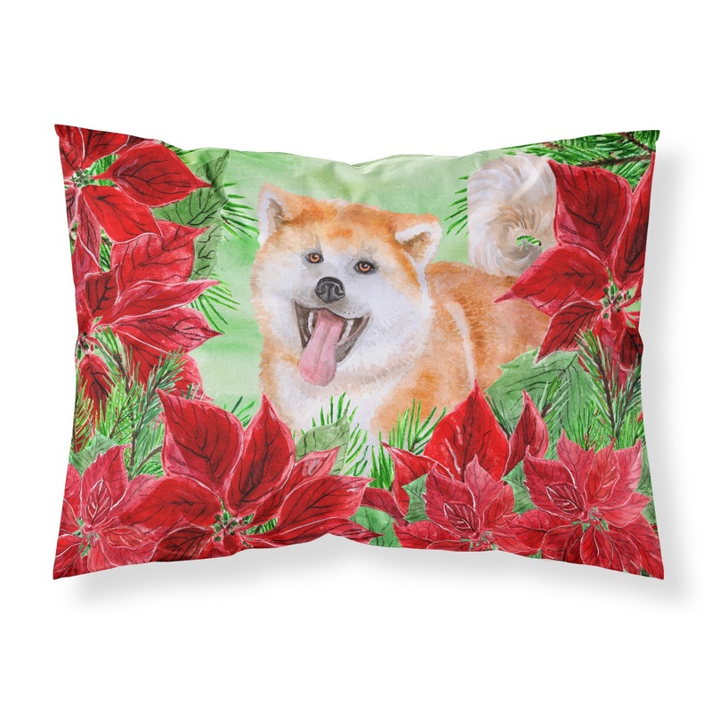 Akita Poinsettas  Standard Pillowcase  Artistic Decorative Front, White Back CK1351PILLOWCASE
