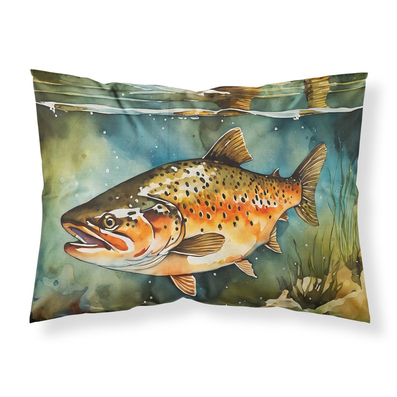 Brown Trout Standard Pillowcase  Artistic Decorative Front, White Back