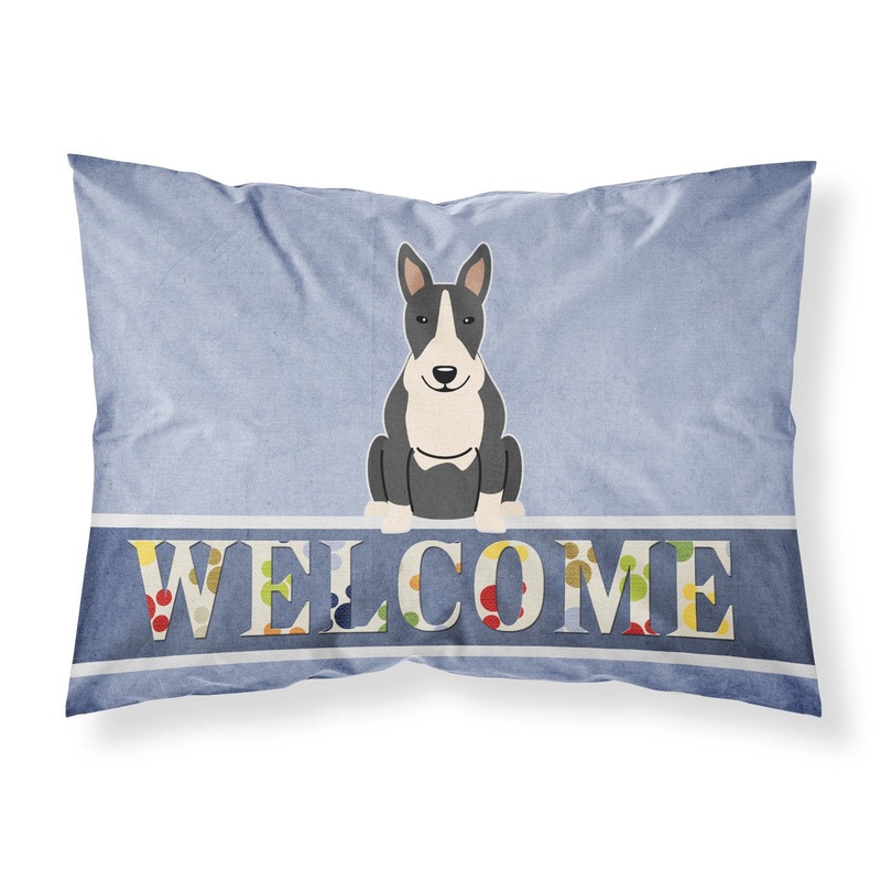 Bull Terrier Black White Welcome Fabric Standard Pillowcase  Artistic Decorative Front, White Back BB5714PILLOWCASE