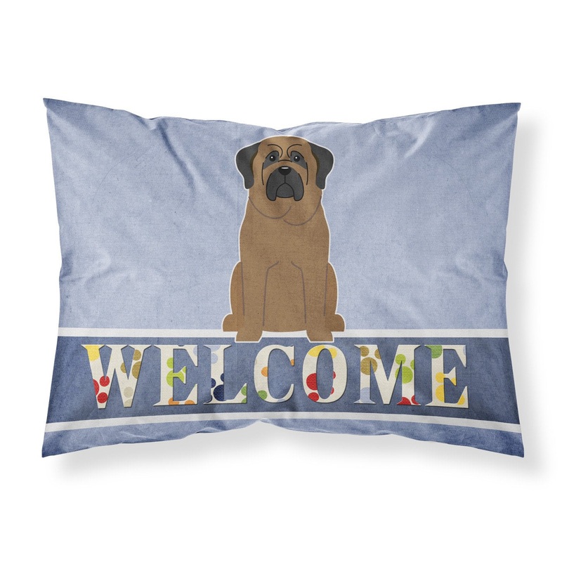 Bullmastiff Welcome Fabric Standard Pillowcase  Artistic Decorative Front, White Back BB5665PILLOWCASE