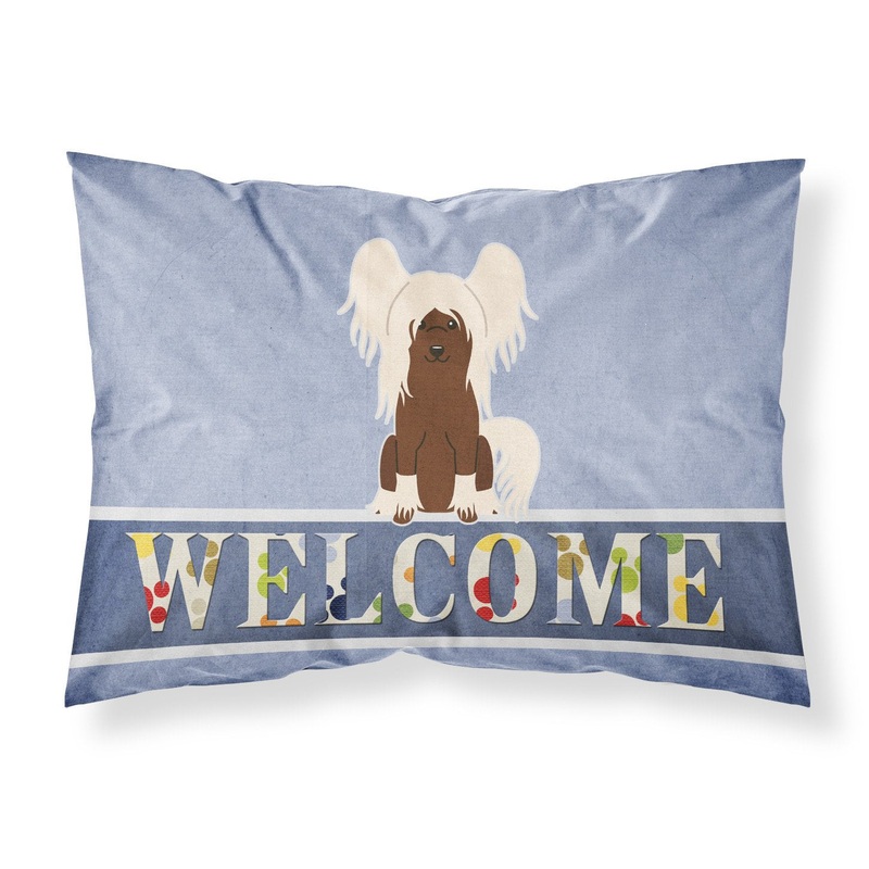 Chinese Crested Cream Welcome Fabric Standard Pillowcase  Artistic Decorative Front, White Back BB5694PILLOWCASE