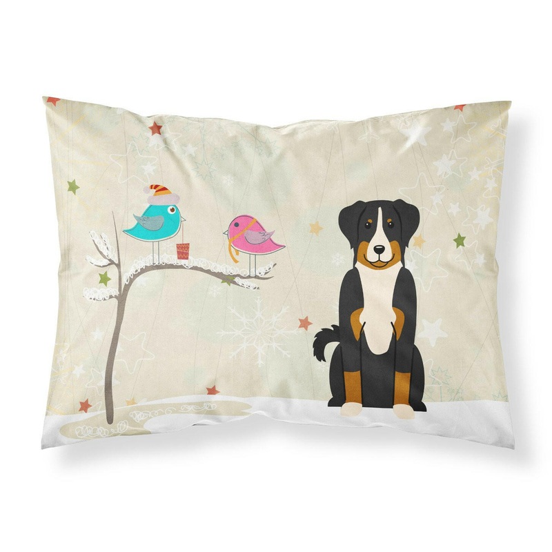 Christmas Presents between Friends Appenzeller Sennenhund Fabric Standard Pillowcase  Artistic Decorative Front, White Back BB2515PILLOWCASE