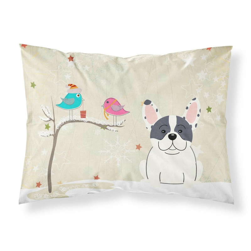 Christmas Presents between Friends French Bulldog Piebald Fabric Standard Pillowcase  Artistic Decorative Front, White Back BB2483PILLOWCASE