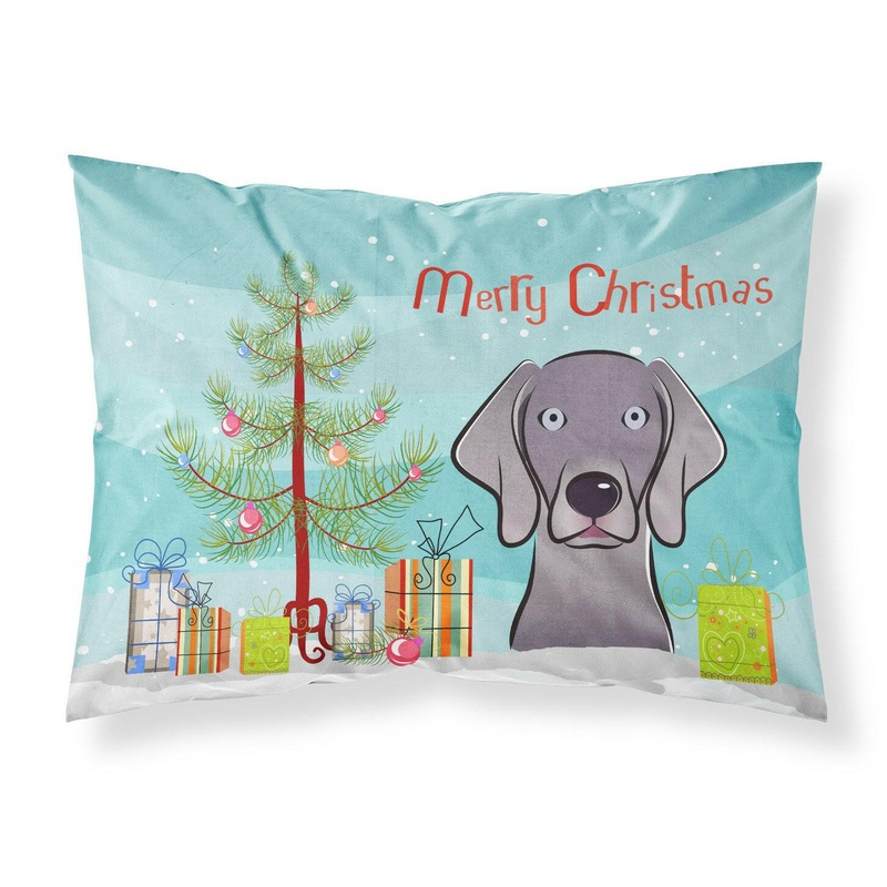 Christmas Tree and Weimaraner Fabric Standard Pillowcase  Artistic Decorative Front, White Back BB1603PILLOWCASE