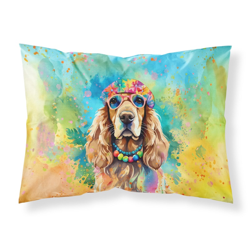 Cocker Spaniel Hippie Dawg Standard Pillowcase  Artistic Decorative Front, White Back
