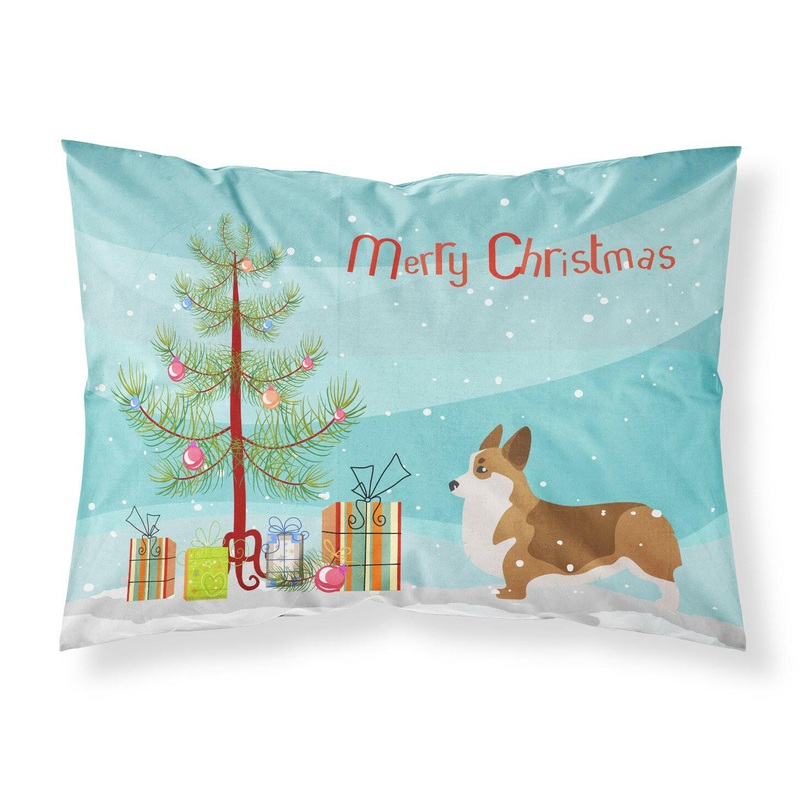 Corgi Merry Christmas Tree Fabric Standard Pillowcase  Artistic Decorative Front, White Back BB2938PILLOWCASE