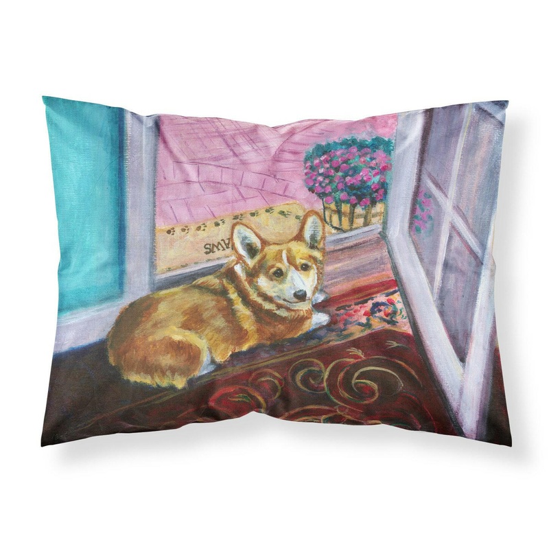 Corgi Watching from the Door Fabric Standard Pillowcase  Artistic Decorative Front, White Back 7410PILLOWCASE
