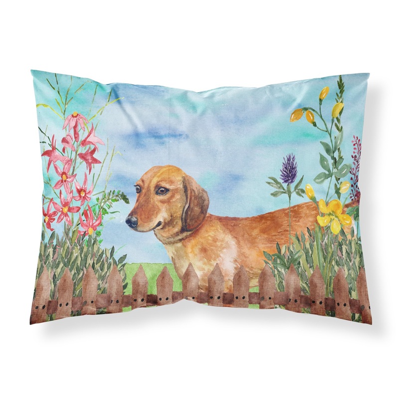Dachshund Spring  Standard Pillowcase  Artistic Decorative Front, White Back CK1214PILLOWCASE