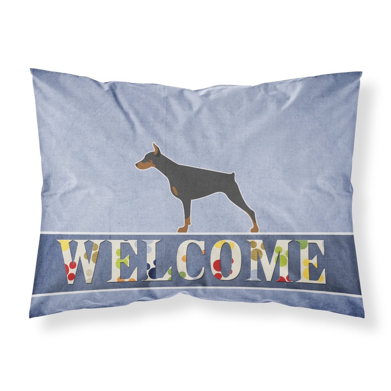 Doberman Pinscher Welcome Fabric Standard Pillowcase  Artistic Decorative Front, White Back BB5564PILLOWCASE