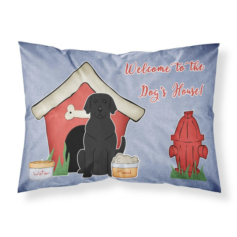 Dog House Collection Black Labrador Fabric Standard Pillowcase  Artistic Decorative Front, White Back BB2811PILLOWCASE
