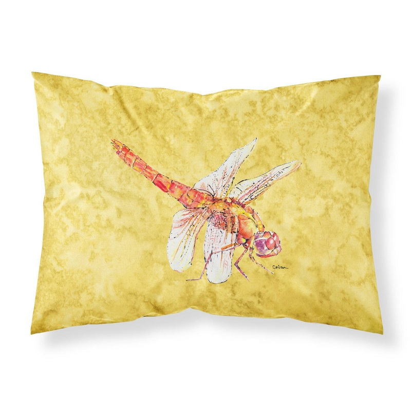 Dragonfly on Yellow Standard Pillowcases  Artistic Decorative Front, Crisp White Back