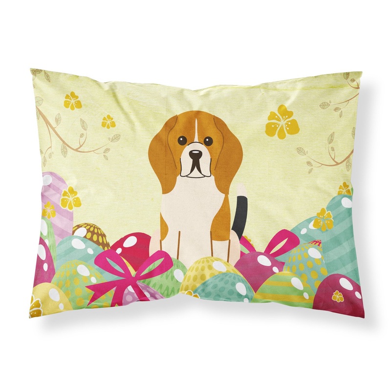 Easter Eggs Beagle Tricolor Fabric Standard Pillowcase  Artistic Decorative Front, White Back BB6040PILLOWCASE