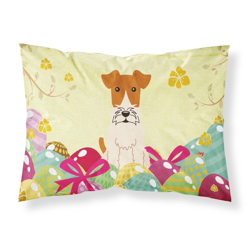 Easter Eggs Wire Fox Terrier Fabric Standard Pillowcase  Artistic Decorative Front, White Back BB6101PILLOWCASE