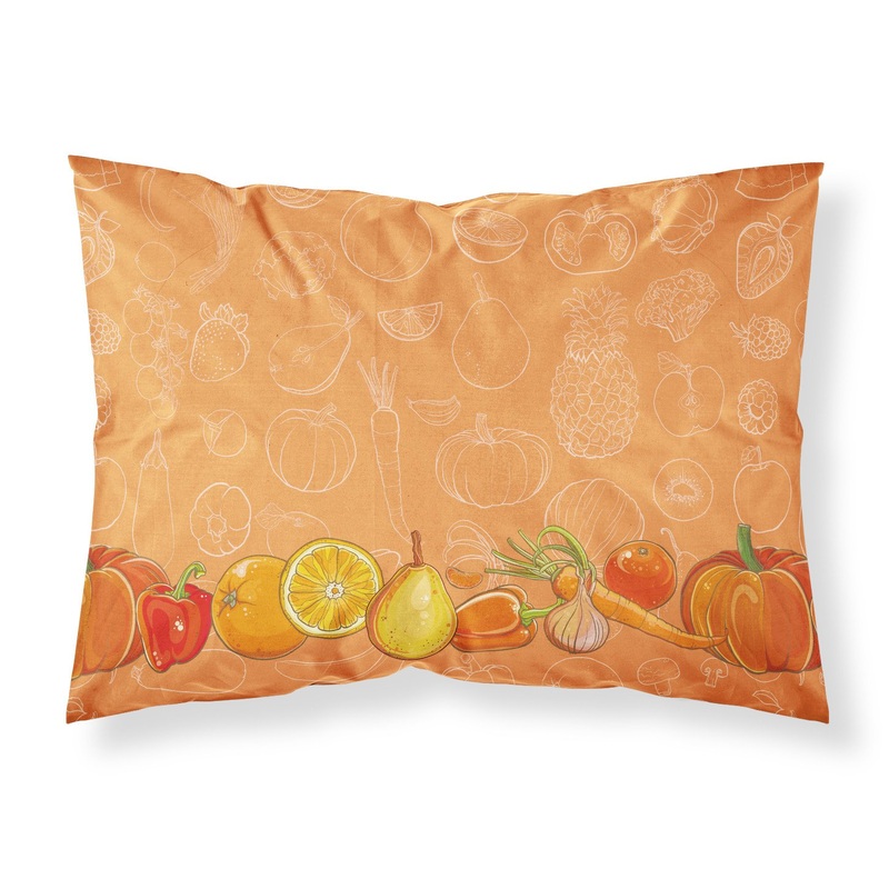 Fruits and Vegetables in Orange Fabric Standard Pillowcase  Artistic Decorative Front, White Back BB5131PILLOWCASE