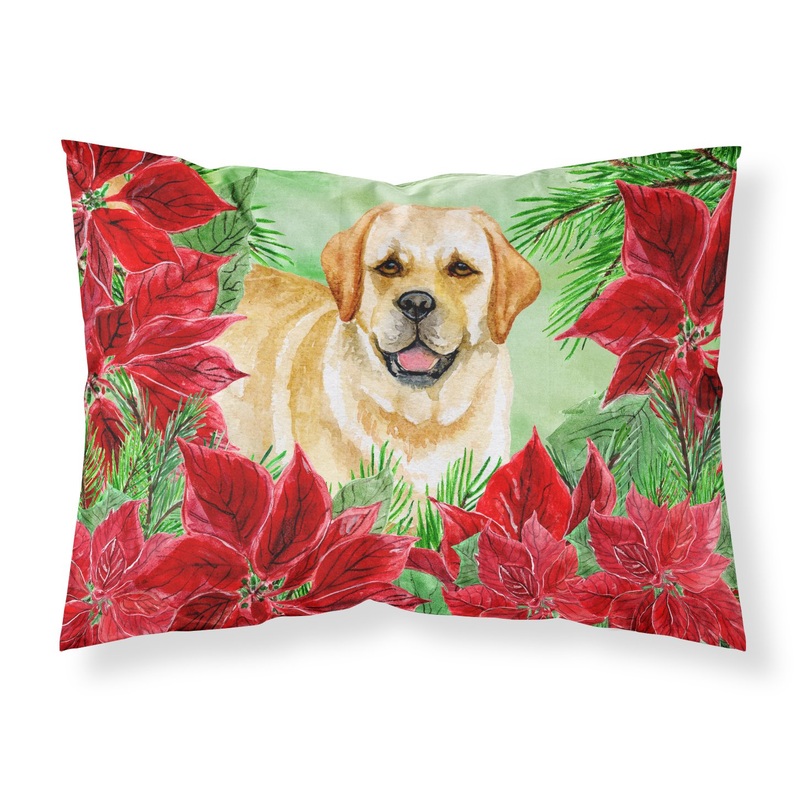 Golden Retriever Poinsettas  Standard Pillowcase  Artistic Decorative Front, White Back CK1312PILLOWCASE