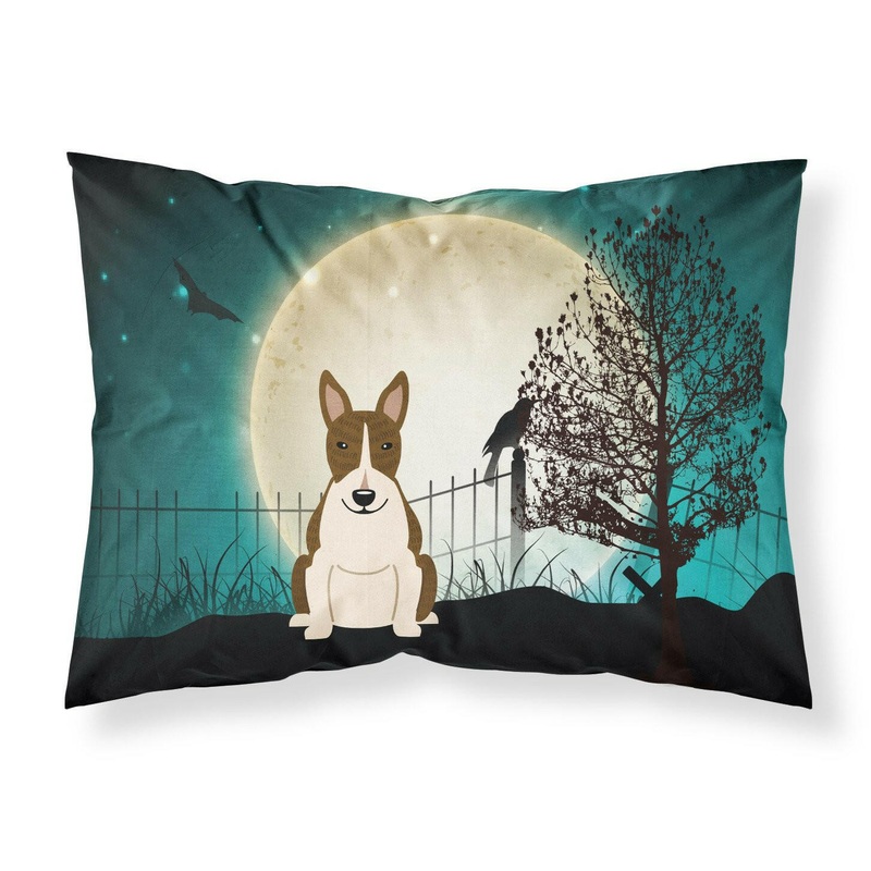 Halloween Scary Bull Terrier Dark Brindle Fabric Standard Pillowcase  Artistic Decorative Front, White Back BB2326PILLOWCASE