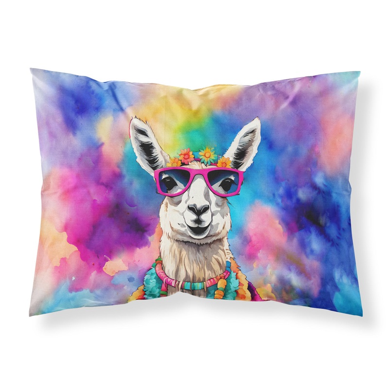 Hippie Animal Llama Standard Pillowcase  Artistic Decorative Front, White Back