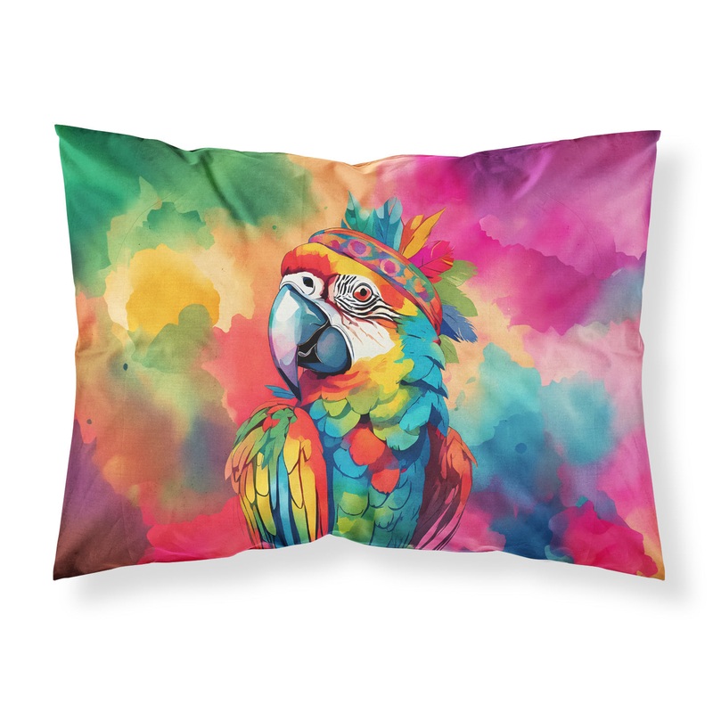 Hippie Animal Parrot Standard Pillowcase  Artistic Decorative Front, White Back