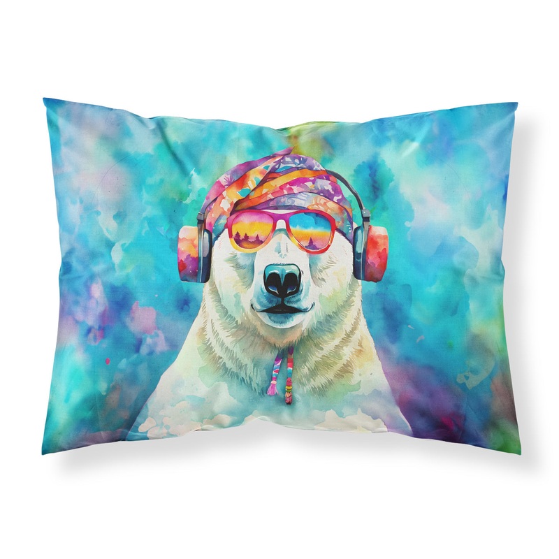 Hippie Animal Polar Bear Standard Pillowcase  Artistic Decorative Front, White Back