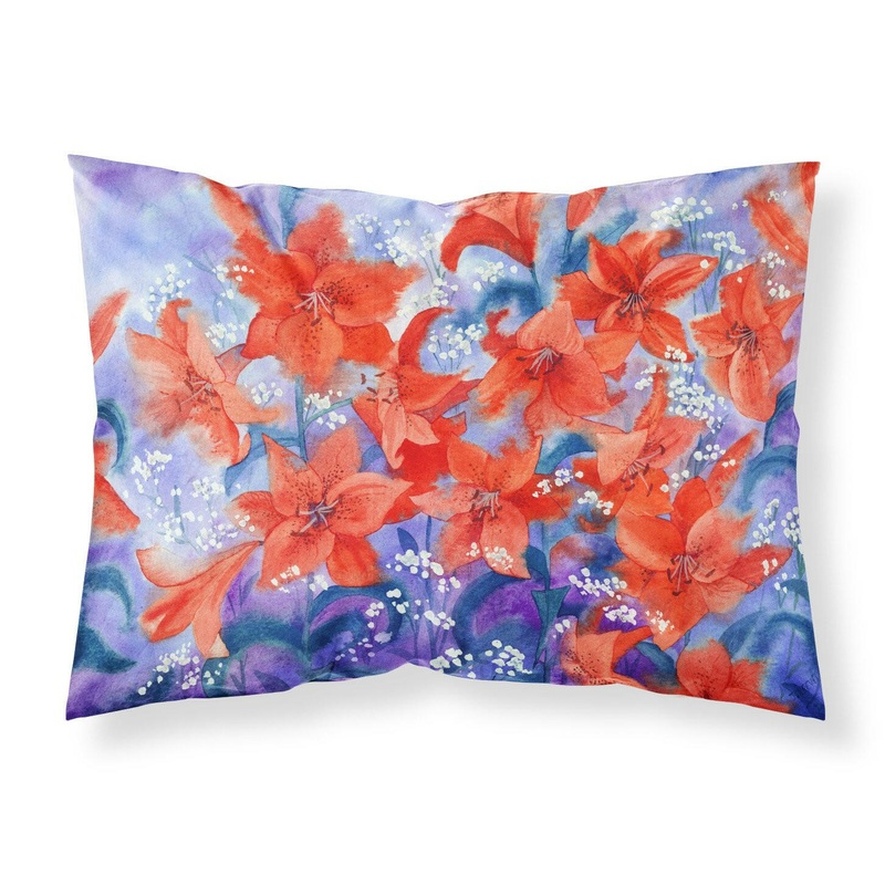 Lillies Fabric Standard Pillowcase  Artistic Decorative Front, White Back IBD0257PILLOWCASE