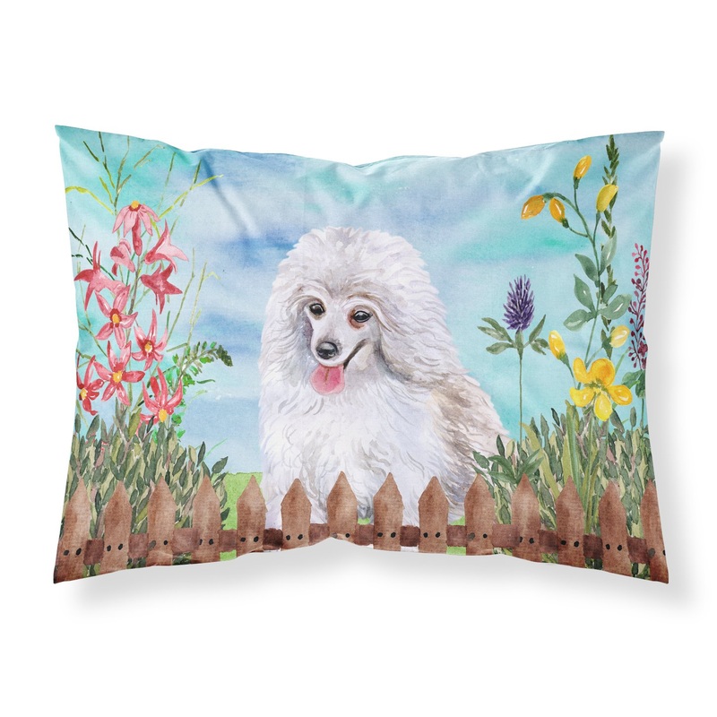 Medium White Poodle Spring  Standard Pillowcase  Artistic Decorative Front, White Back CK1245PILLOWCASE