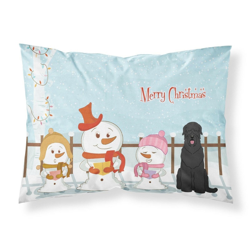 Merry Christmas Carolers Black Russian Terrier Fabric Standard Pillowcase  Artistic Decorative Front, White Back BB2357PILLOWCASE