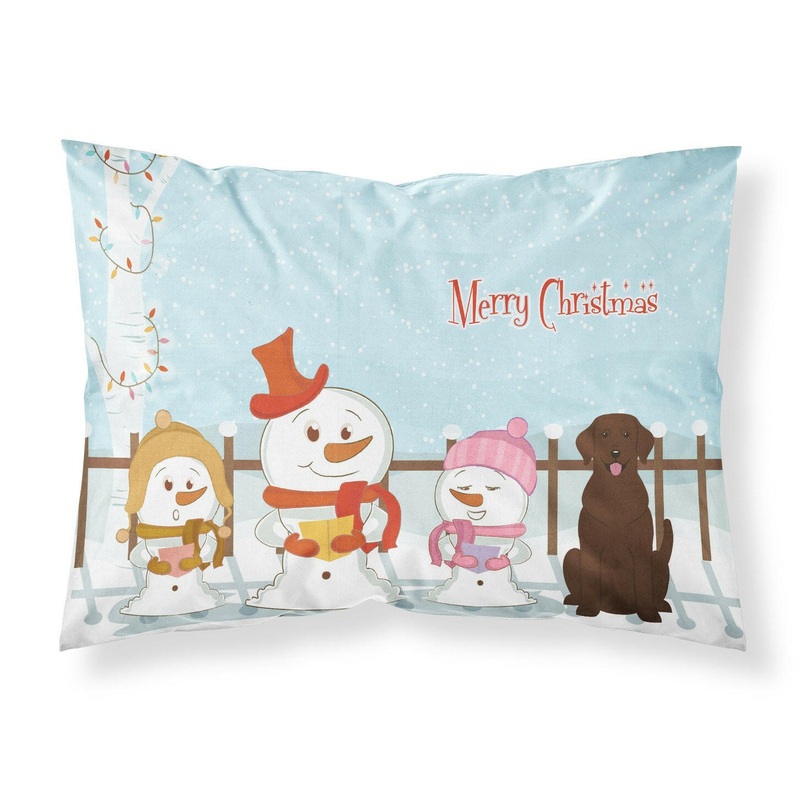 Merry Christmas Carolers Chocolate Labrador Fabric Standard Pillowcase  Artistic Decorative Front, White Back BB2387PILLOWCASE