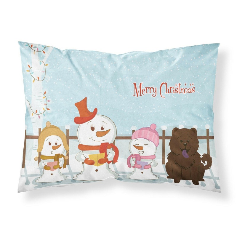Merry Christmas Carolers Chow Chow Chocolate Fabric Standard Pillowcase  Artistic Decorative Front, White Back BB2472PILLOWCASE