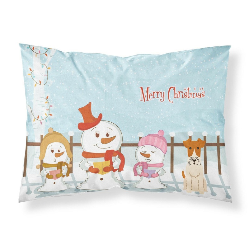 Merry Christmas Carolers Wire Fox Terrier Fabric Standard Pillowcase  Artistic Decorative Front, White Back BB2432PILLOWCASE