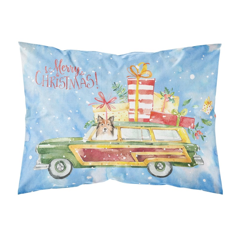 Merry Christmas Sheltie  Standard Pillowcase  Artistic Decorative Front, White Back CK2421PILLOWCASE