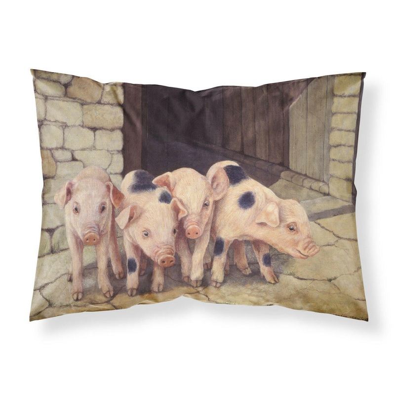 Pigs Piglets by Daphne Baxter Fabric Standard Pillowcase  Artistic Decorative Front, White Back BDBA0225PILLOWCASE