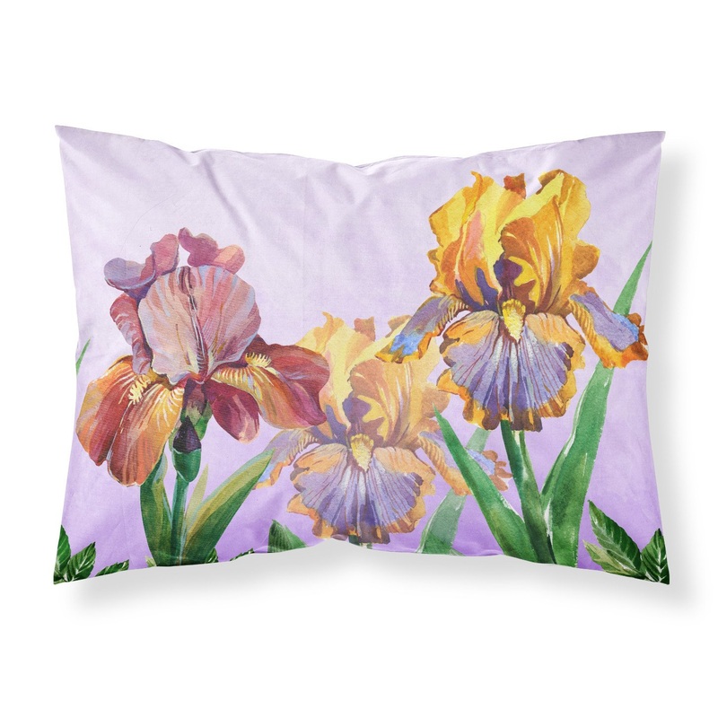 Purple and Yellow Iris Fabric Standard Pillowcase  Artistic Decorative Front, White Back BB7445PILLOWCASE