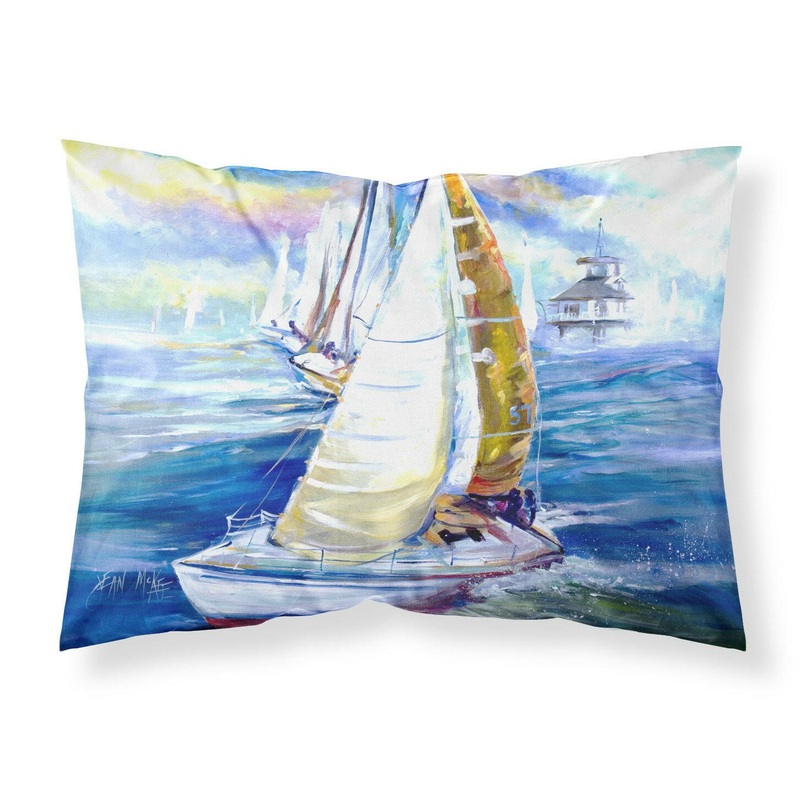 Rock my Boat Sailboats Fabric Standard Pillowcase  Artistic Decorative Front, White Back JMK1073PILLOWCASE